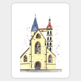 gothic church in Germany whimsical watercolor painting Sticker